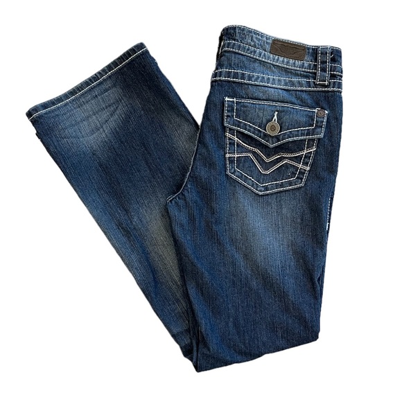 Harley-Davidson Denim - HARLEY-DAVIDSON Flap Pockets Women’s Boot Cut Distressed Denim Jeans Size 8